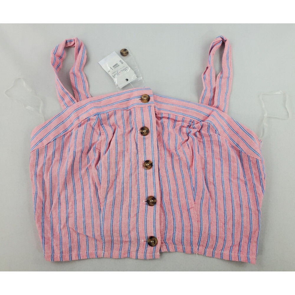 wal Ultra Flirt women top RW39686 sunkist coral ditsy chick pink striped L $48